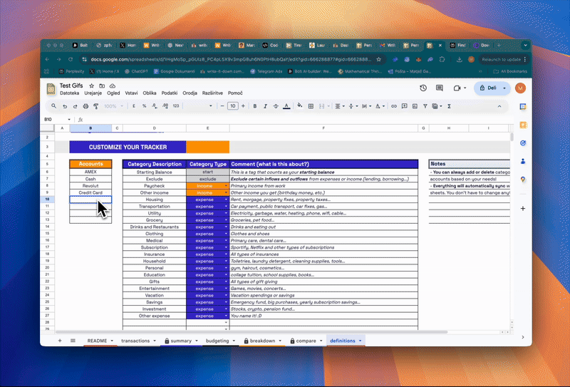 Define categories demo